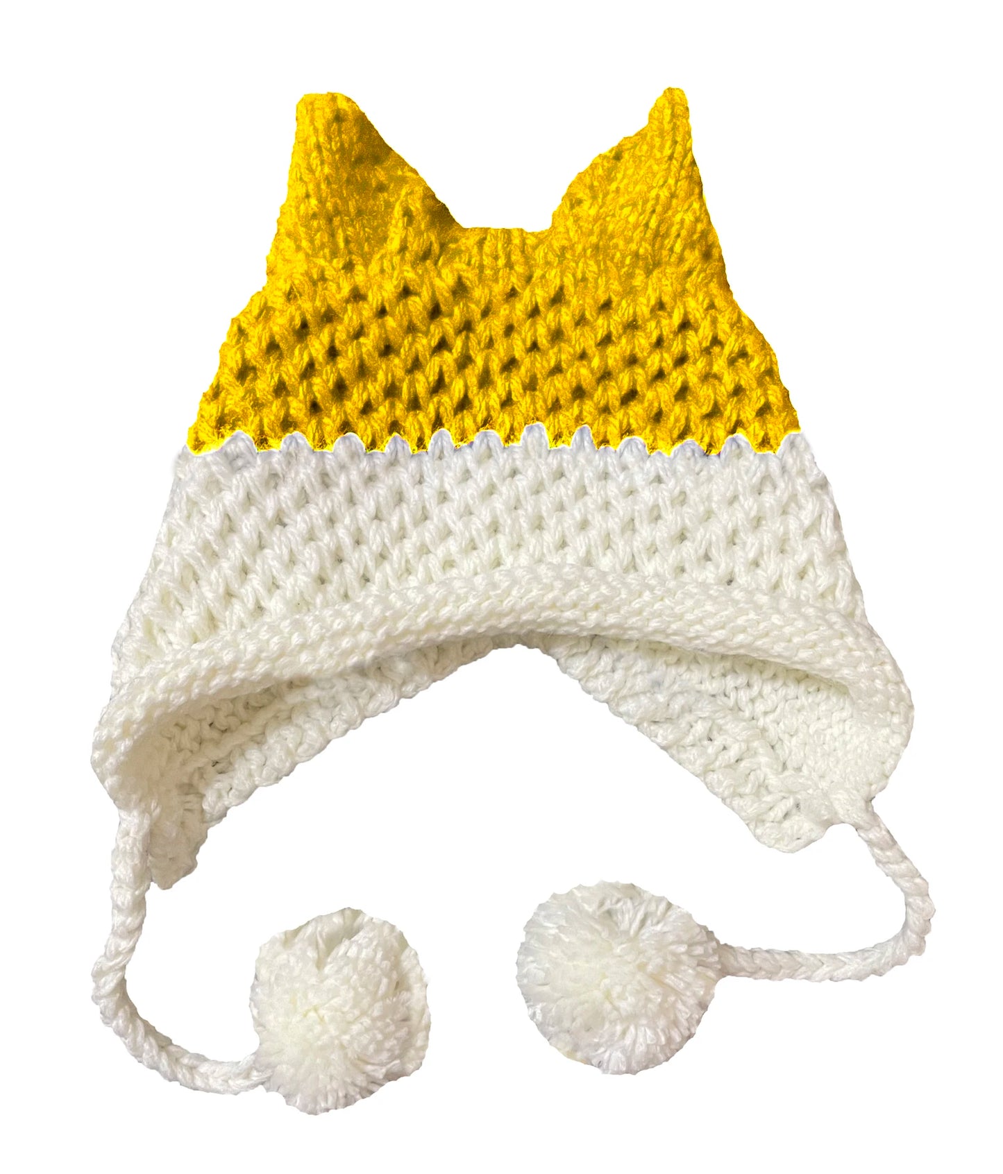 F.wS...Cute Fox Ears Beanie Winter Warm 100% Handmade Knit Hat