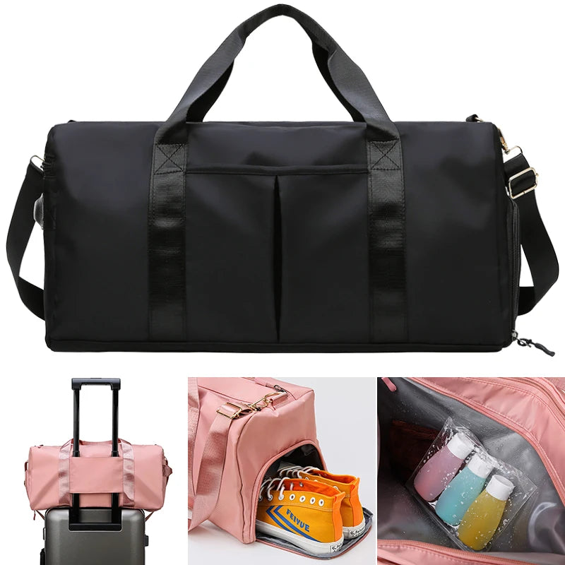 F.W.S...Gym Bag Men Women Training Fitness Swim Travel Luggage Handbag Yoga Shoulder Pack Shoes Storage Waterproof Dry Wet Separation