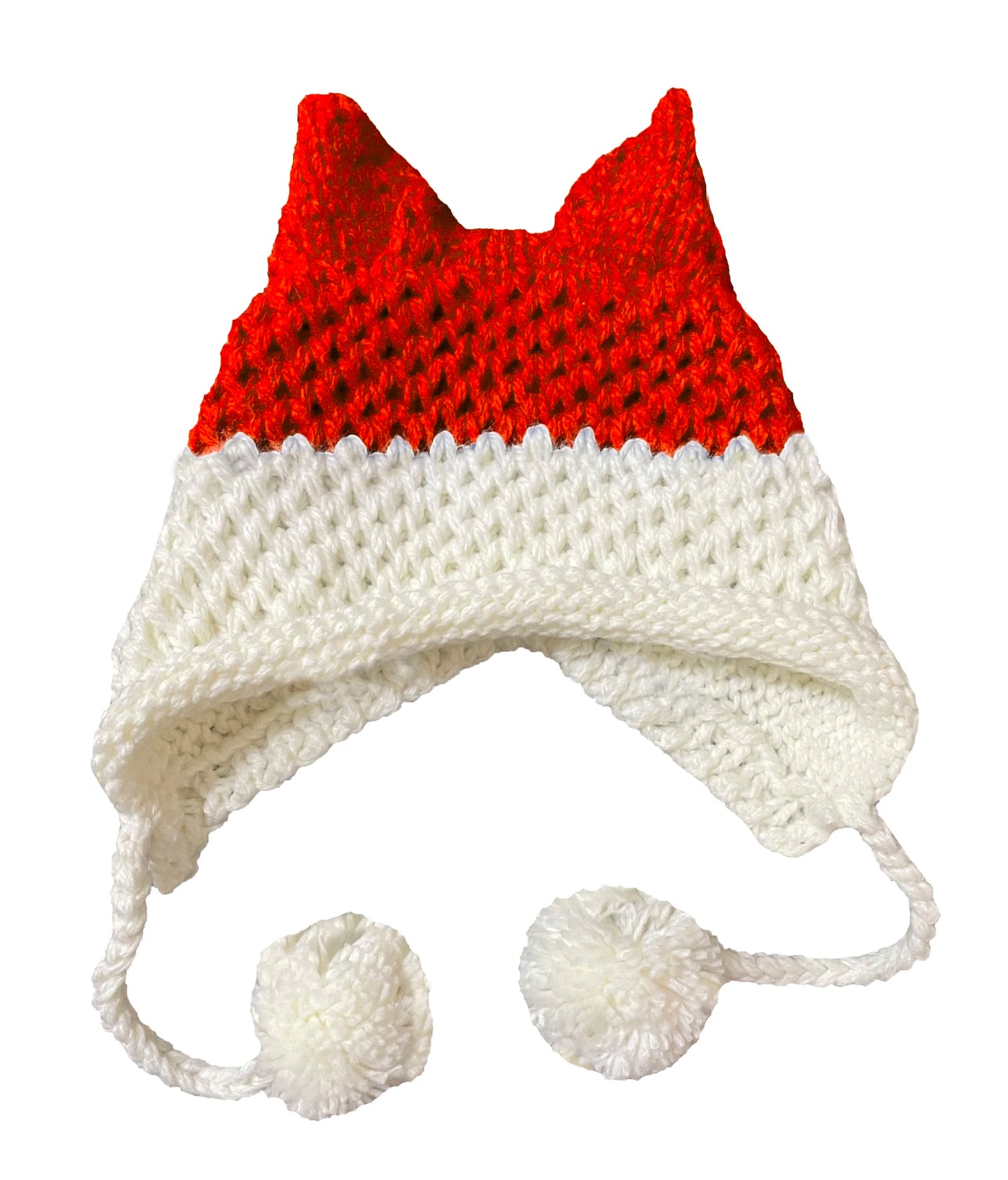 F.wS...Cute Fox Ears Beanie Winter Warm 100% Handmade Knit Hat