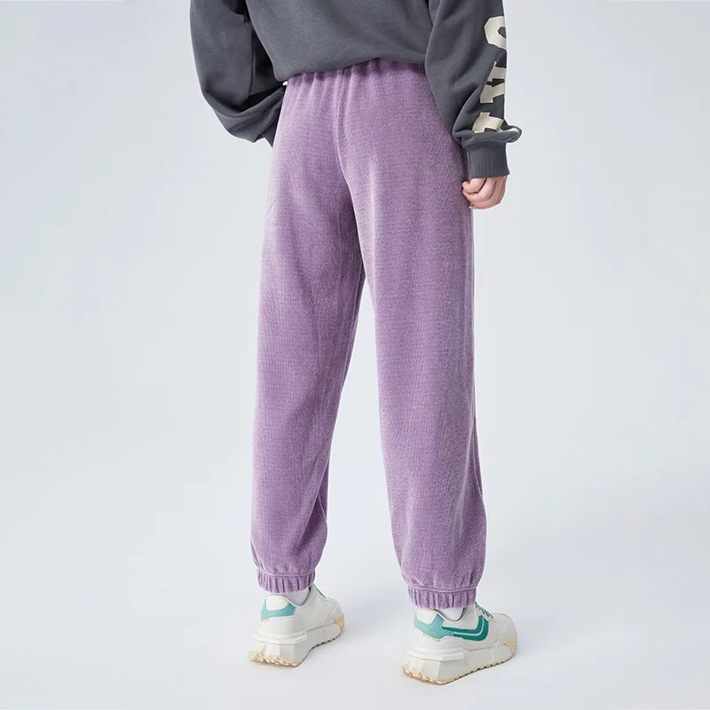 F W S..Semir Casual Pants Women Loose Legged Trousers with Texture Winter Embroidery Slimming Simple Chenille Sweatpants