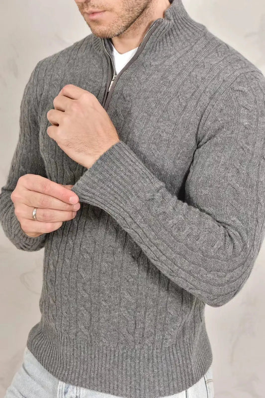 Fashions.w.s..Autumn Winter L*p Men's Cashmere Half-zip Sweater Knitted Long-sleeved Top Male Fashion Pullover Sweater