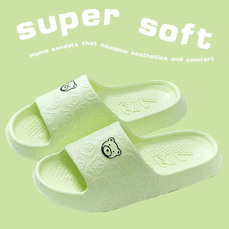 F.W.S  Summer Women Fashion Cute Outdoor Non-Slip Rubber Slippers Indoor Soft Sole Couple Graffiti Sandals