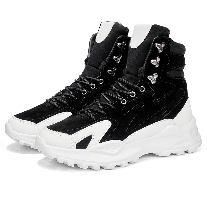 Fashions W.F. Winter Plush Height Increasing Sneakers Comfort Suede Platform Sneakers Men Boots Fashion Trendy Black Men's High Top Sneakers