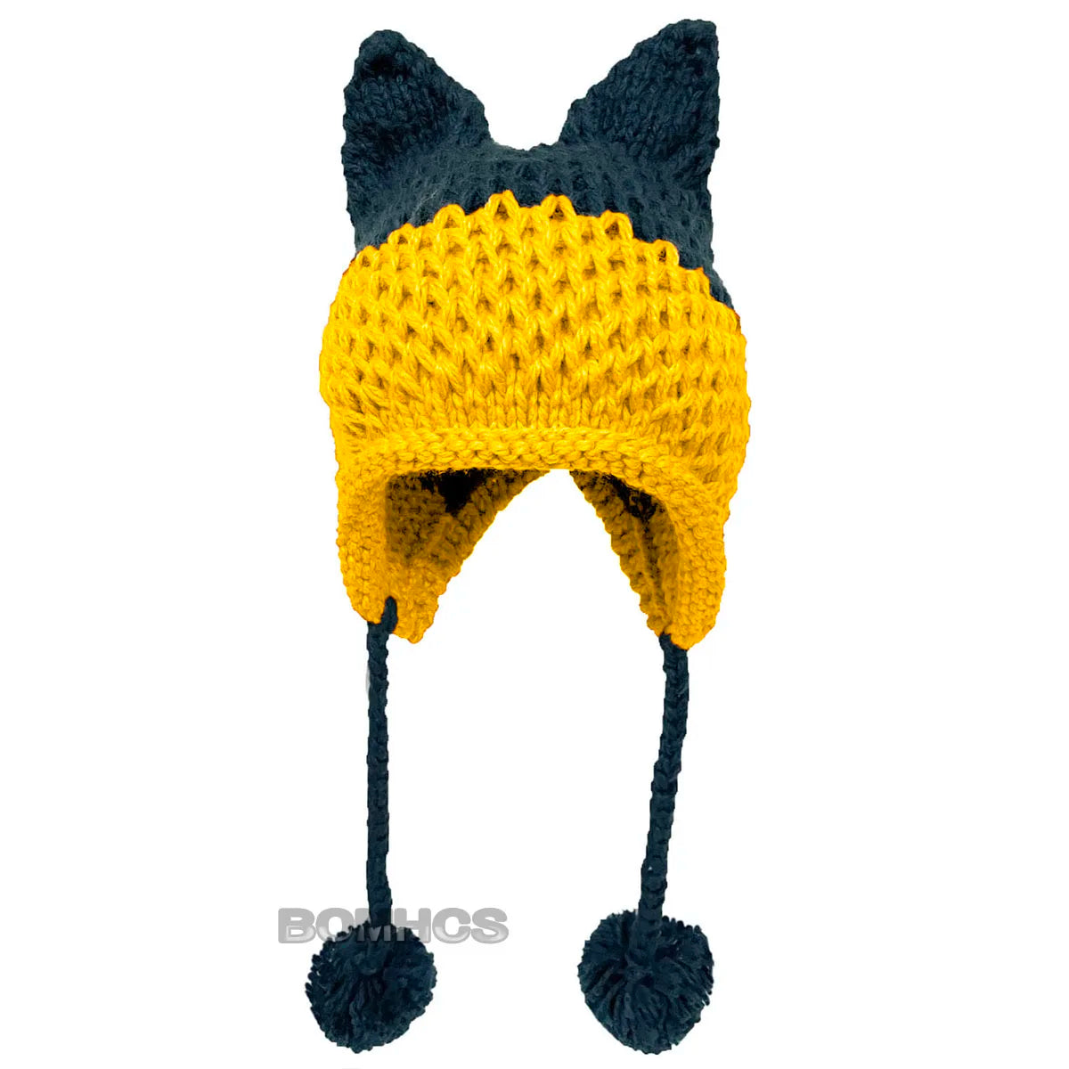 F.wS...Cute Fox Ears Beanie Winter Warm 100% Handmade Knit Hat