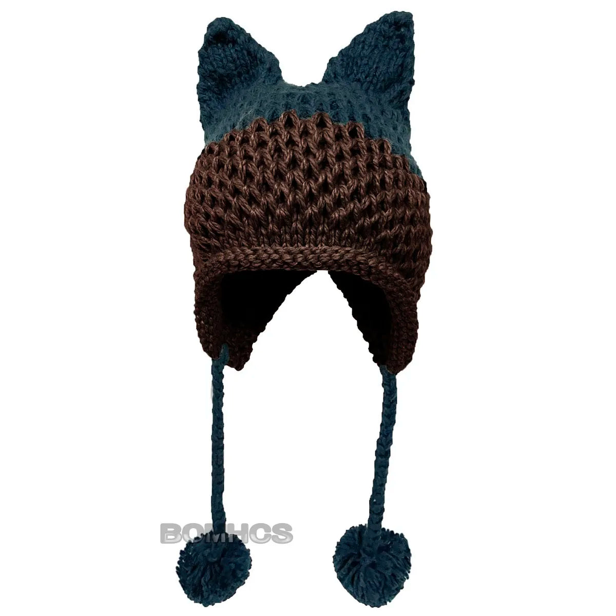 F.wS...Cute Fox Ears Beanie Winter Warm 100% Handmade Knit Hat