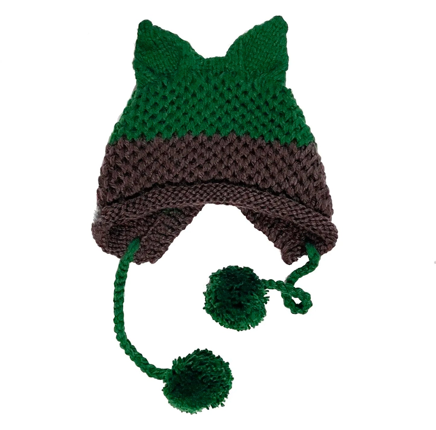 F.wS...Cute Fox Ears Beanie Winter Warm 100% Handmade Knit Hat