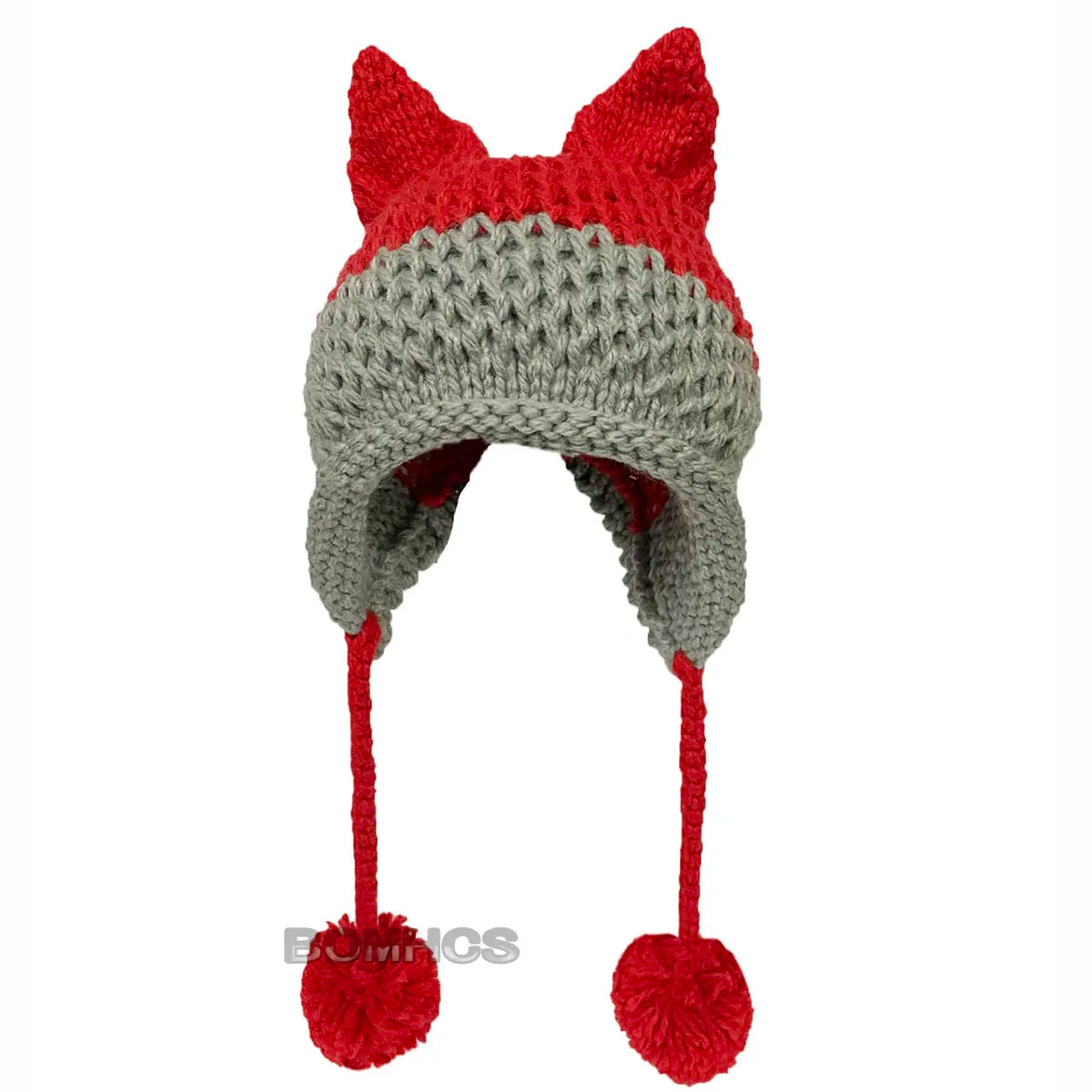 F.wS...Cute Fox Ears Beanie Winter Warm 100% Handmade Knit Hat