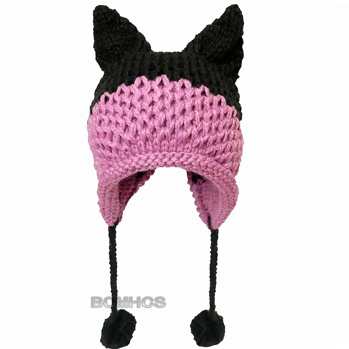 F.wS...Cute Fox Ears Beanie Winter Warm 100% Handmade Knit Hat