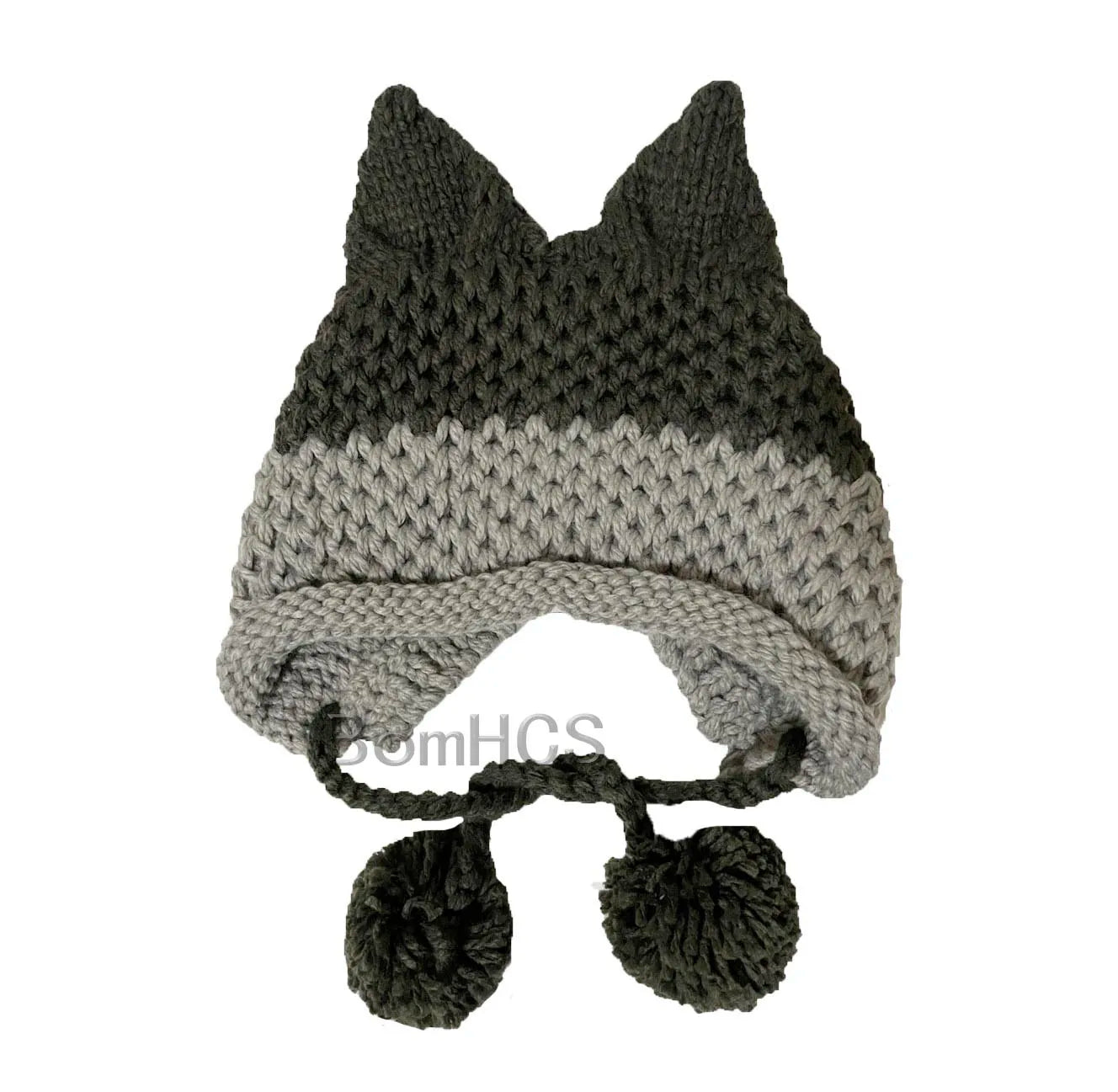 F.wS...Cute Fox Ears Beanie Winter Warm 100% Handmade Knit Hat