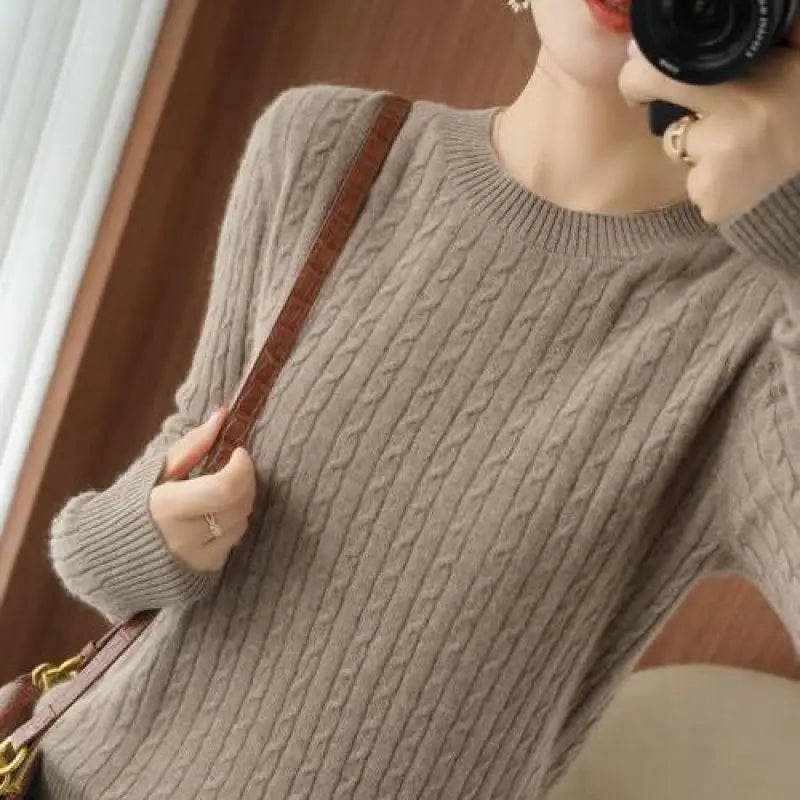 fashions w.s..Autumn Winter Temperament Female Solid Color Knitted Tops 2023 Fashion V-Neck All-match Long Sleeve Sweaters Women's Clothing