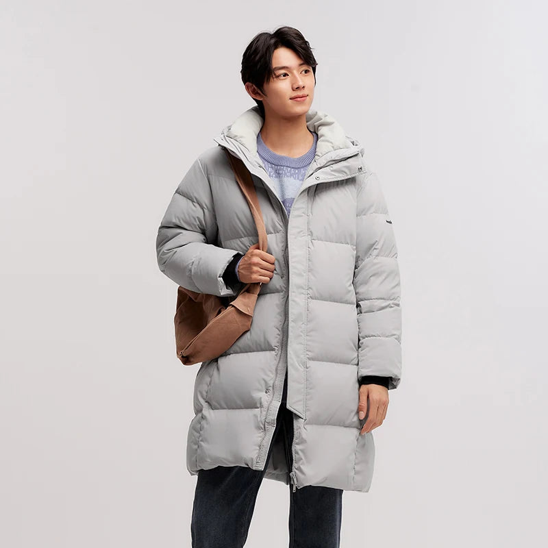 Fashions.w.s..Semir Down Jacket Men Windproof, Waterproof, Oil-Resistant and Stain-Resistant 2024 New Winter Long Loose Hooded Outerwear Thick