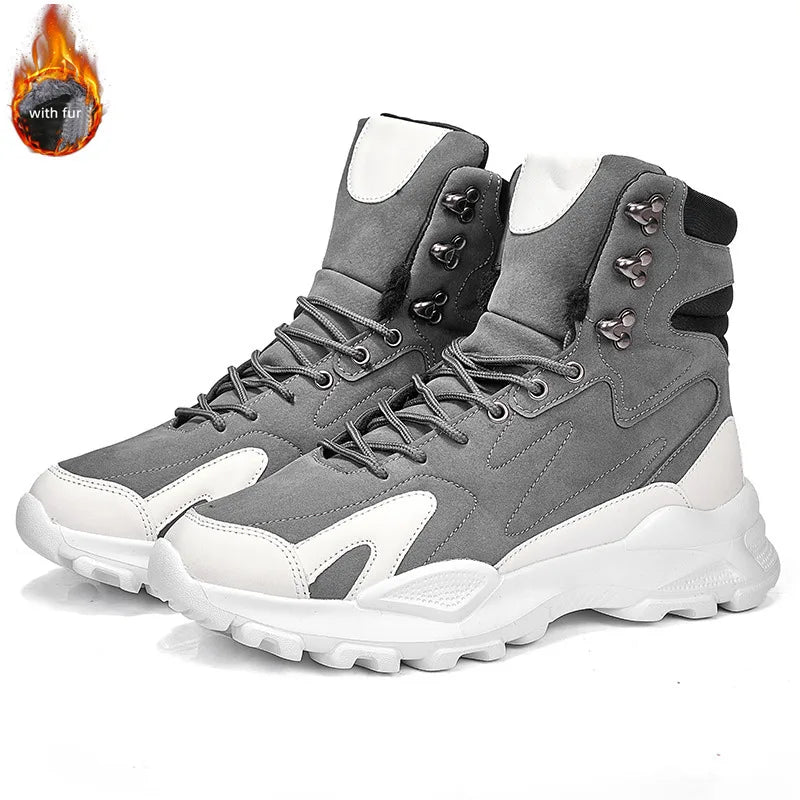 Fashions W.F. Winter Plush Height Increasing Sneakers Comfort Suede Platform Sneakers Men Boots Fashion Trendy Black Men's High Top Sneakers