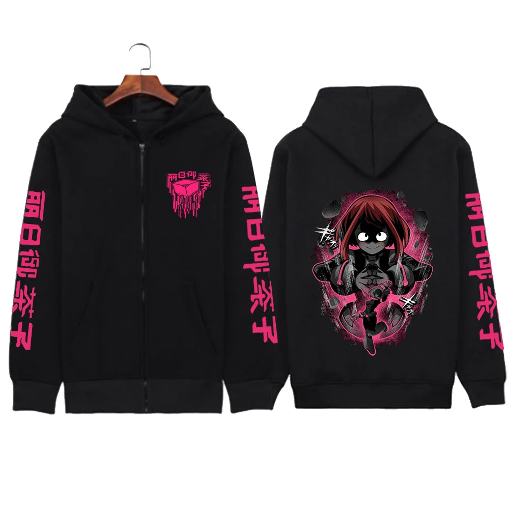 Fashions.w.s..My Hero Academia Zip Up Jacket Anime Deku Graphic Print Hoodie Pullovers Unisex Fashion Harajuku Sweatshirt Casual Streetwear