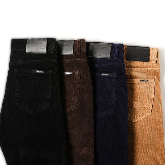 F W S ..Winter 4 Colors Men's Warm Casual Pants Classic Fashion Fleece Thickened Corduroy Business Casual Trousers Male Brand Clothing