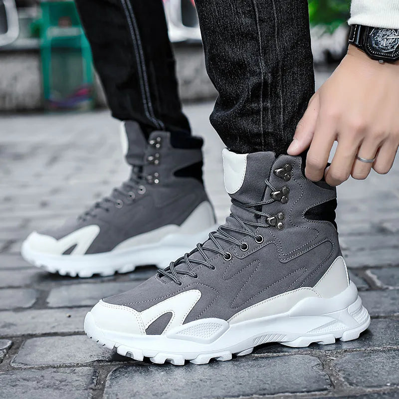 Fashions W.F. Winter Plush Height Increasing Sneakers Comfort Suede Platform Sneakers Men Boots Fashion Trendy Black Men's High Top Sneakers