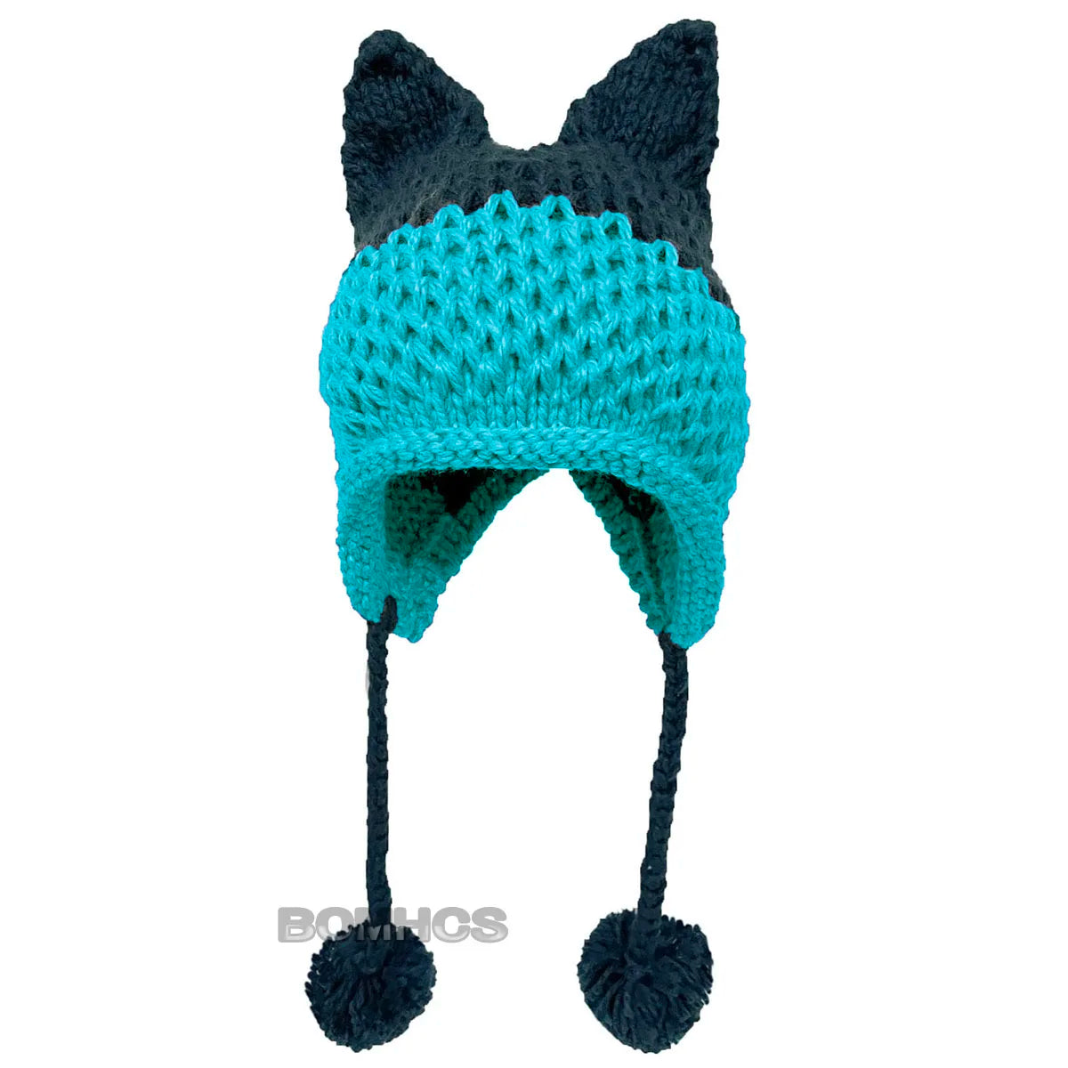 F.wS...Cute Fox Ears Beanie Winter Warm 100% Handmade Knit Hat