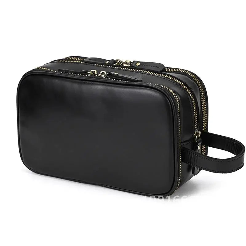 Cowhide Toiletry Bag Men Leather Cosmetic Bag Man Woman Wash Bag Storage Bags Genuine Leather Handbag For Make Up Dopp Kit Male