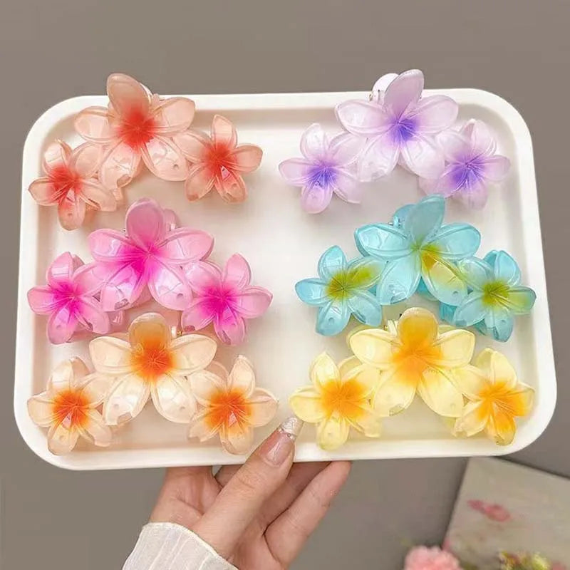 F.w.S...New Candy Color Flower Hair Claw Clips for Women Sweet Large Gradient Shark Clip Hair Claw Crab Clamp Barrettes Hair Accessories