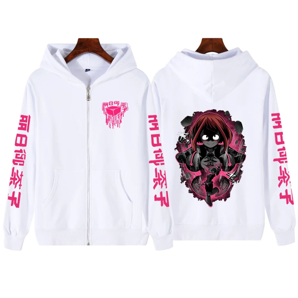 Fashions.w.s..My Hero Academia Zip Up Jacket Anime Deku Graphic Print Hoodie Pullovers Unisex Fashion Harajuku Sweatshirt Casual Streetwear