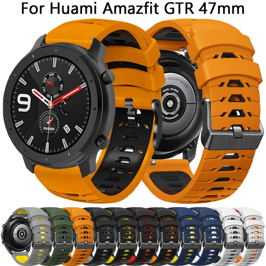 F.W,S....22mm Silicone Watch Band For Xiaomi Huami Amazfit GTR 47mm 2 2e Stratos 3 Strap Bracelet for Amazfit GTR 4 3pro Watchband Correa