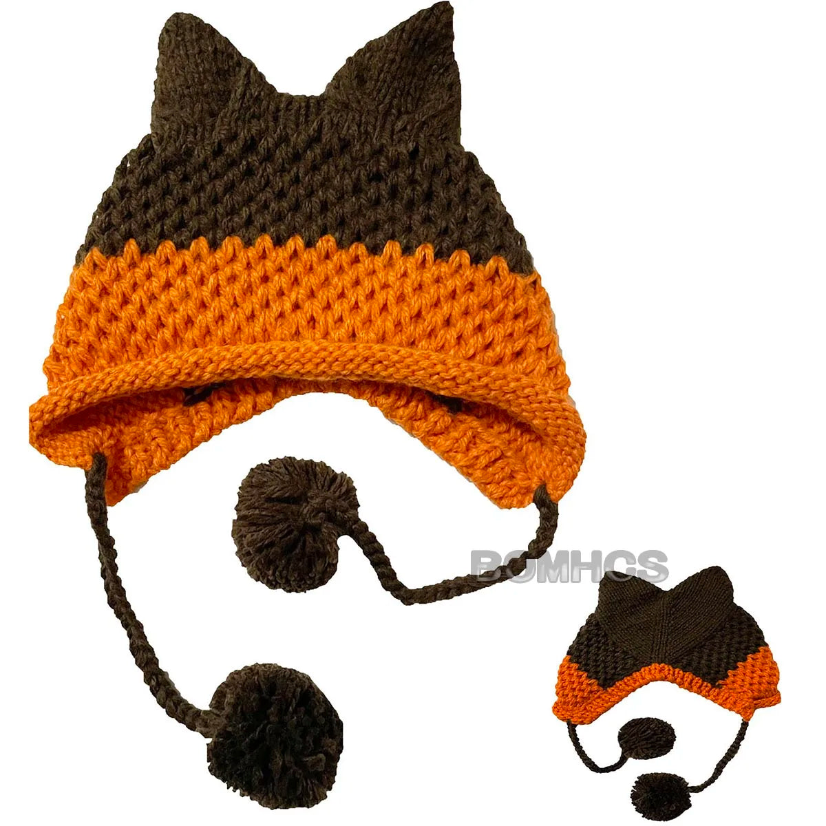 F.wS...Cute Fox Ears Beanie Winter Warm 100% Handmade Knit Hat