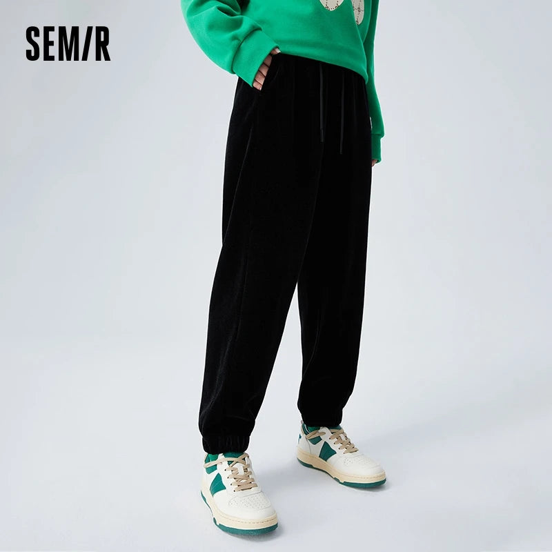 F W S..Semir Casual Pants Women Loose Legged Trousers with Texture Winter Embroidery Slimming Simple Chenille Sweatpants