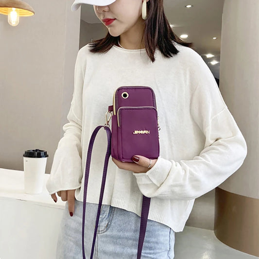 F.W.S.... New Mobile Phone Crossbody Bags for Women Fashion Women Shoulder Bag Cell Phone Pouch With Headphone Plug 3 Layer Wallet