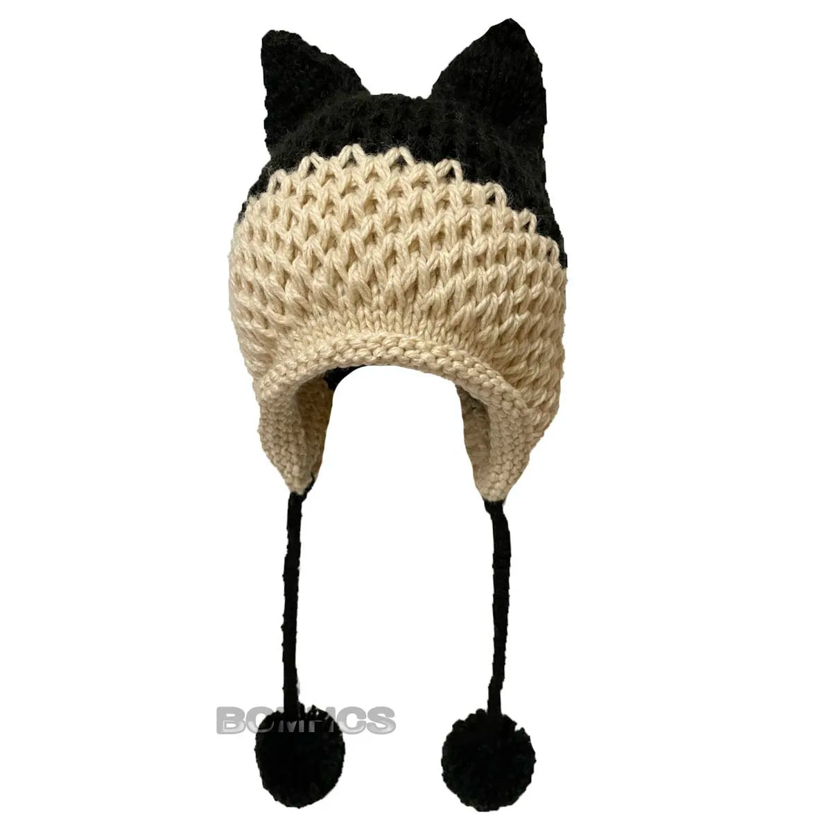 F.wS...Cute Fox Ears Beanie Winter Warm 100% Handmade Knit Hat