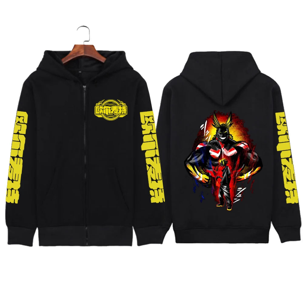 Fashions.w.s..My Hero Academia Zip Up Jacket Anime Deku Graphic Print Hoodie Pullovers Unisex Fashion Harajuku Sweatshirt Casual Streetwear