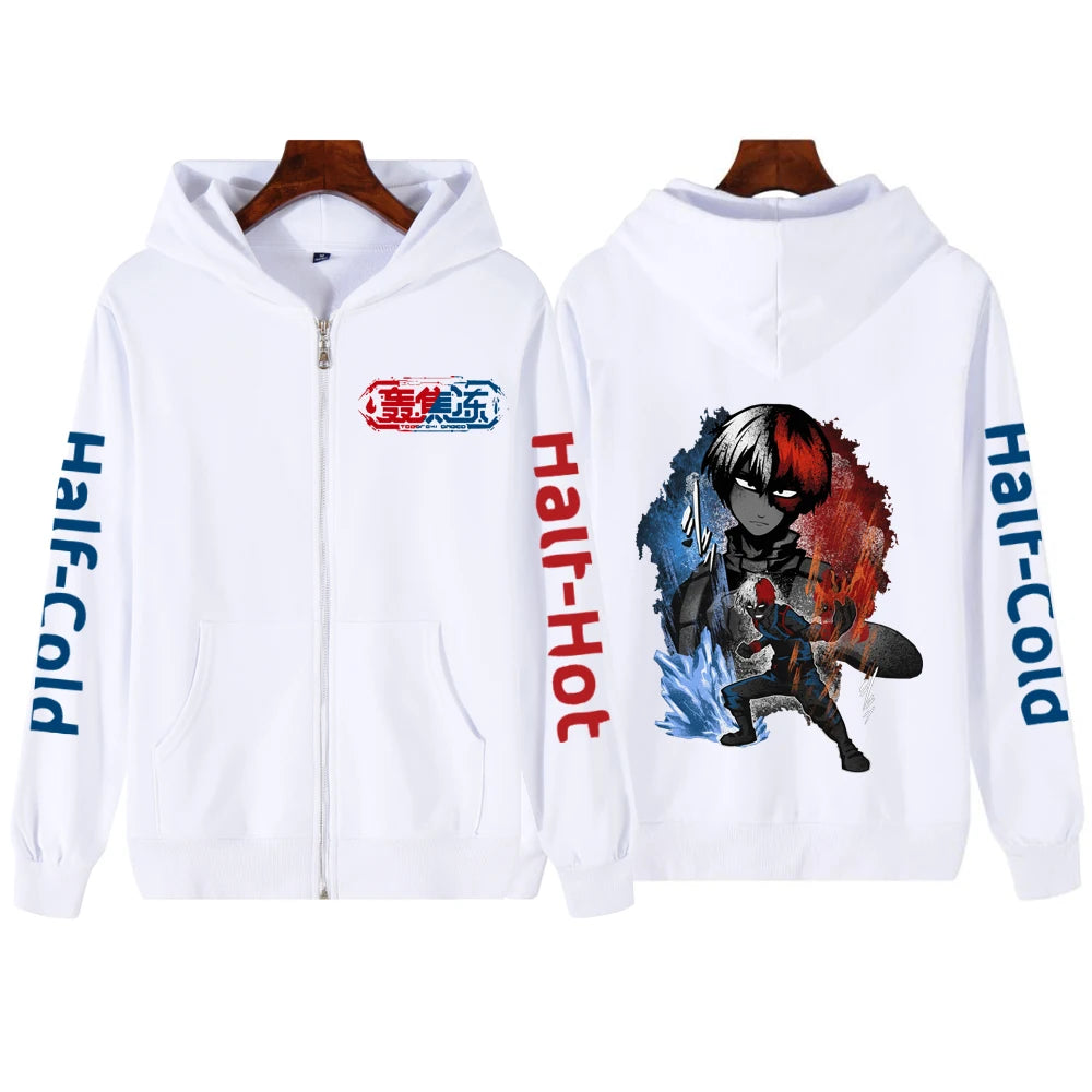 Fashions.w.s..My Hero Academia Zip Up Jacket Anime Deku Graphic Print Hoodie Pullovers Unisex Fashion Harajuku Sweatshirt Casual Streetwear