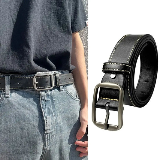 F.w.S...Leather Belt For Men Pin Buckle Jeans Black Belt Chic Luxury Brand Ladies Vintage Strap Waistband