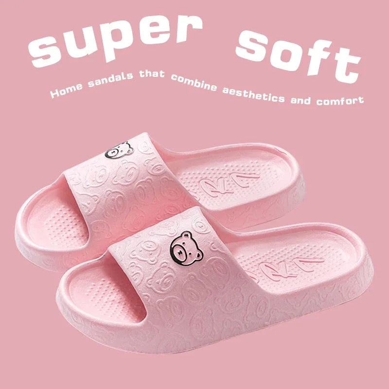 F.W.S  Summer Women Fashion Cute Outdoor Non-Slip Rubber Slippers Indoor Soft Sole Couple Graffiti Sandals