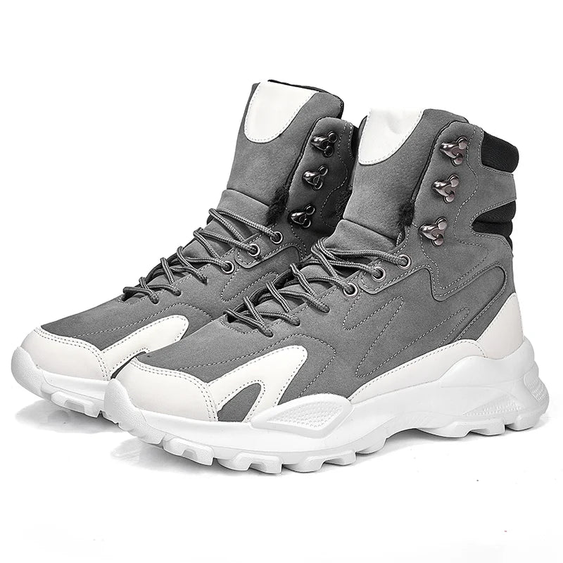 Fashions W.F. Winter Plush Height Increasing Sneakers Comfort Suede Platform Sneakers Men Boots Fashion Trendy Black Men's High Top Sneakers