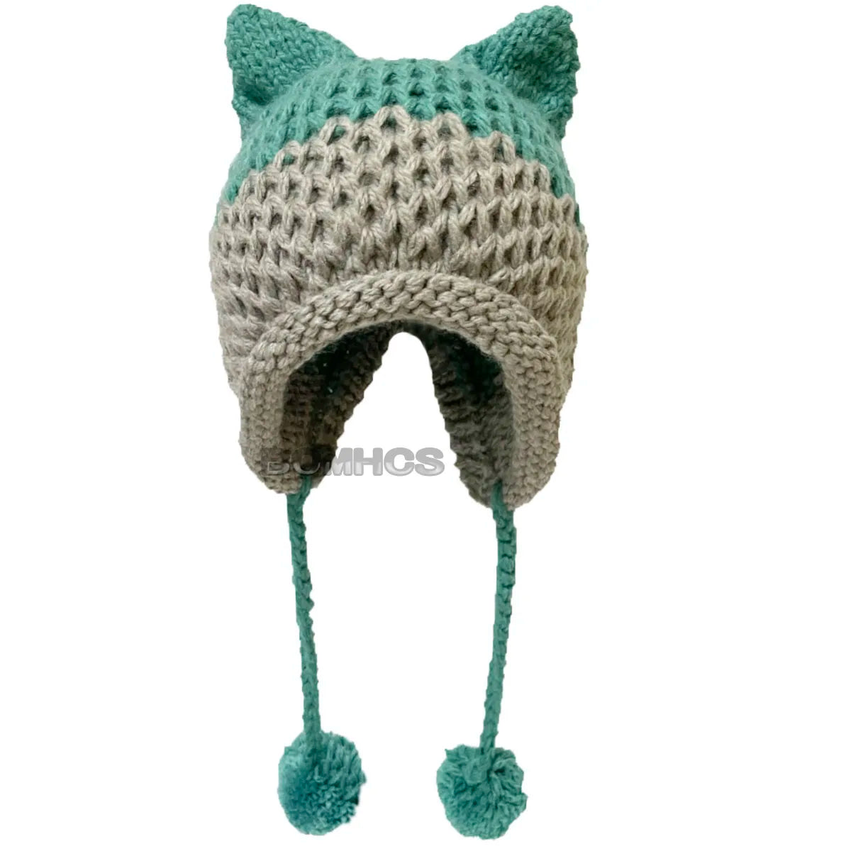 F.wS...Cute Fox Ears Beanie Winter Warm 100% Handmade Knit Hat