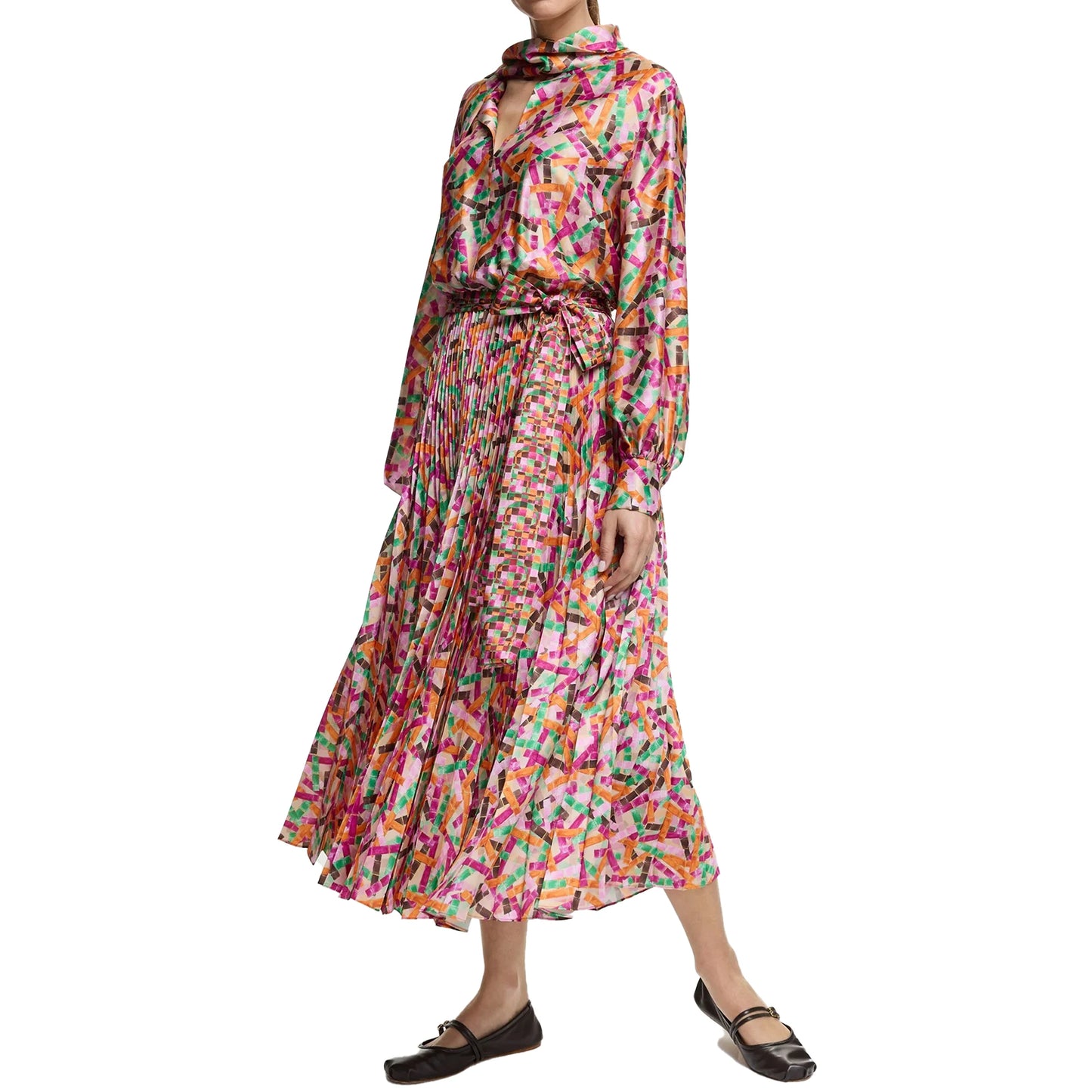 F W S..CHCH Women's Dress Autumn New Printed Folded Skirt Women's Vacation Long Skirt