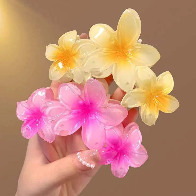 F.w.S...New Candy Color Flower Hair Claw Clips for Women Sweet Large Gradient Shark Clip Hair Claw Crab Clamp Barrettes Hair Accessories