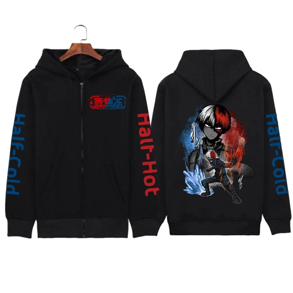 Fashions.w.s..My Hero Academia Zip Up Jacket Anime Deku Graphic Print Hoodie Pullovers Unisex Fashion Harajuku Sweatshirt Casual Streetwear