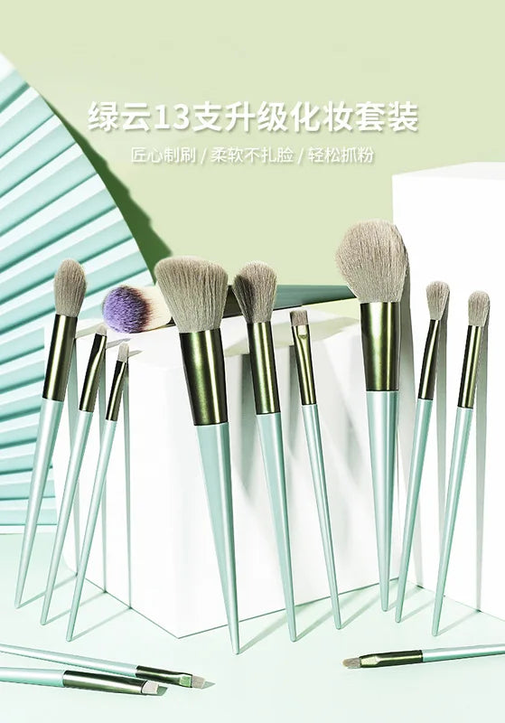 F w s..13 PCS Makeup Brush Set Women Cosmetic Powder Eye Shadow Foundation Blush Blending Beauty Make Up Tool