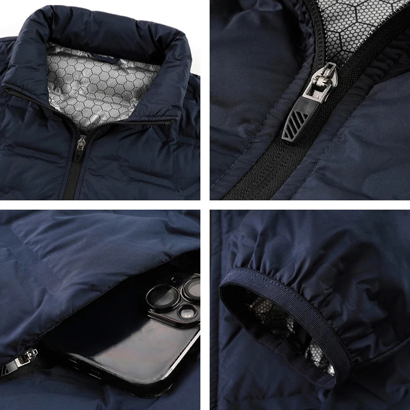 Fashion.w.s..Men White Duck Down Jacket Warm Thick Stand Collar Windproof Puffer Jacket Mens Lightweight Coat Casual High Quality Jacket Male