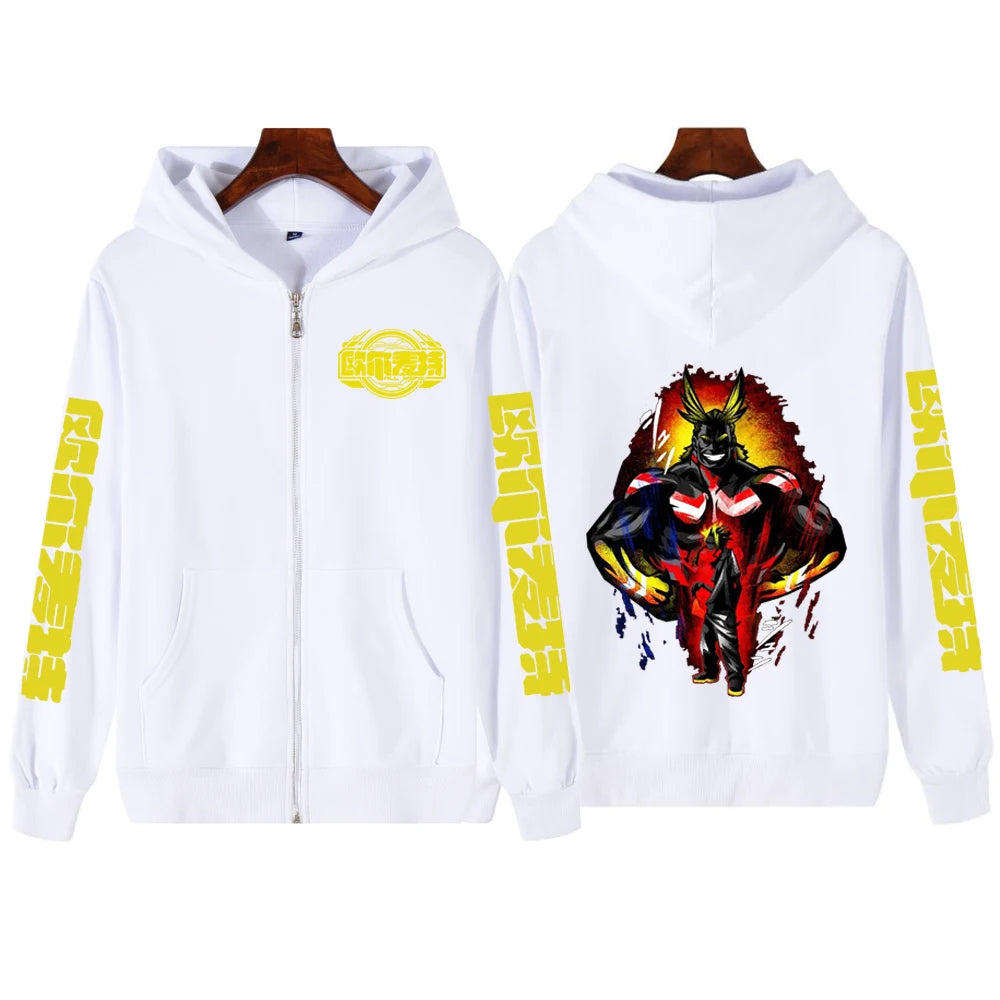 Fashions.w.s..My Hero Academia Zip Up Jacket Anime Deku Graphic Print Hoodie Pullovers Unisex Fashion Harajuku Sweatshirt Casual Streetwear