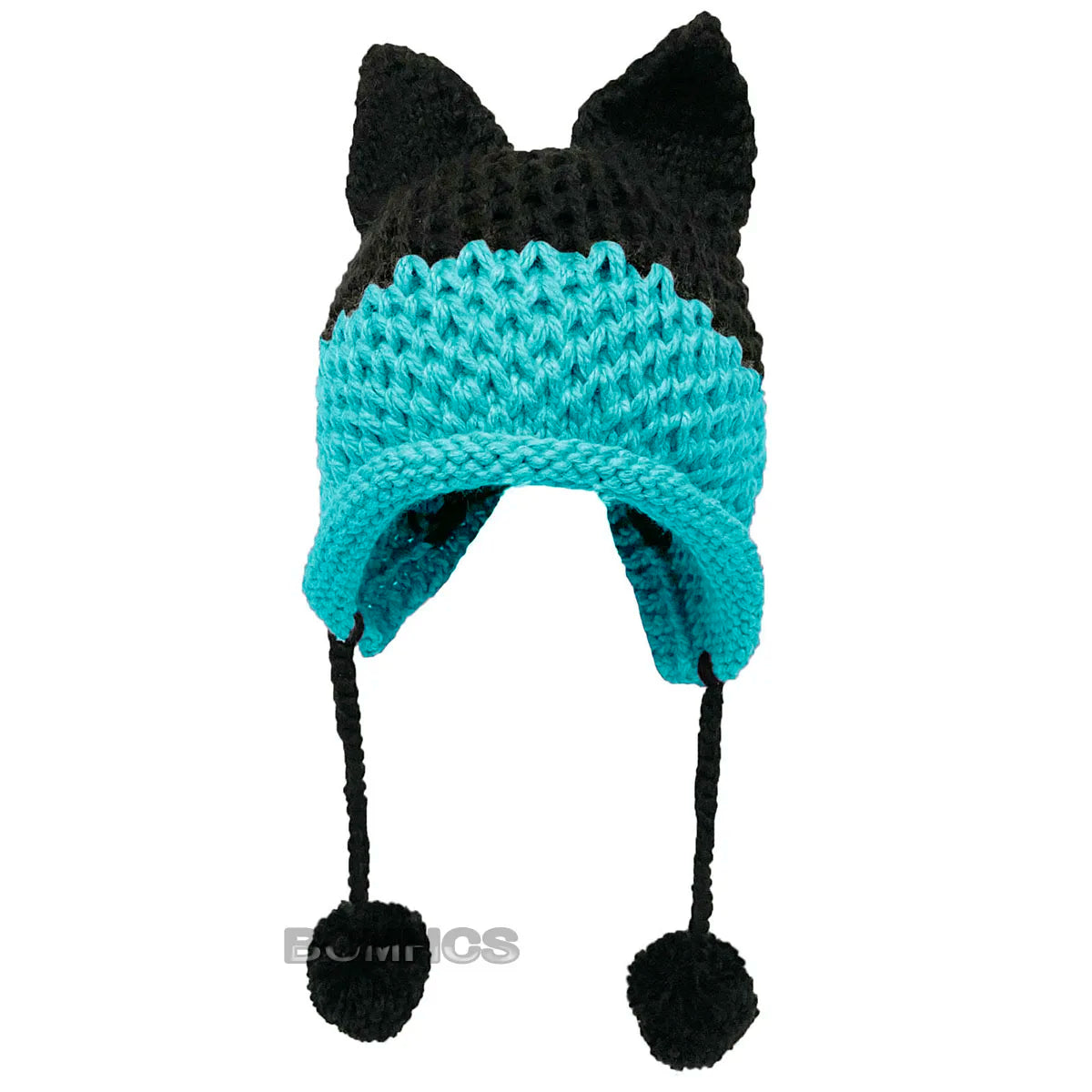 F.wS...Cute Fox Ears Beanie Winter Warm 100% Handmade Knit Hat